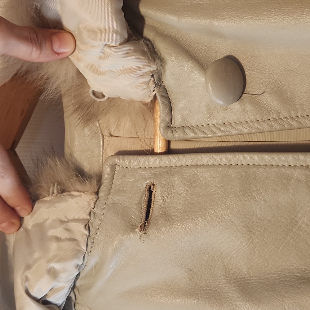 Vintage Leather Fur Trim Coat - Picture 6 of 11